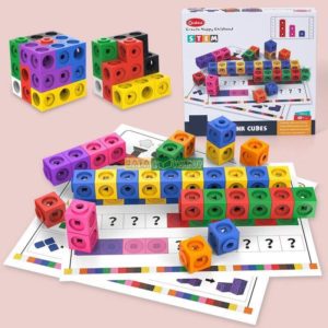 Bộ Giáo Cụ Toán Học Math Link Cubes- Number Block - Trọn Bộ 100 Khối Vuông, 30 Thẻ 2 Mặt, 10 Số Và 4 Dấu Cơ Bản 12 Math Link Cubes