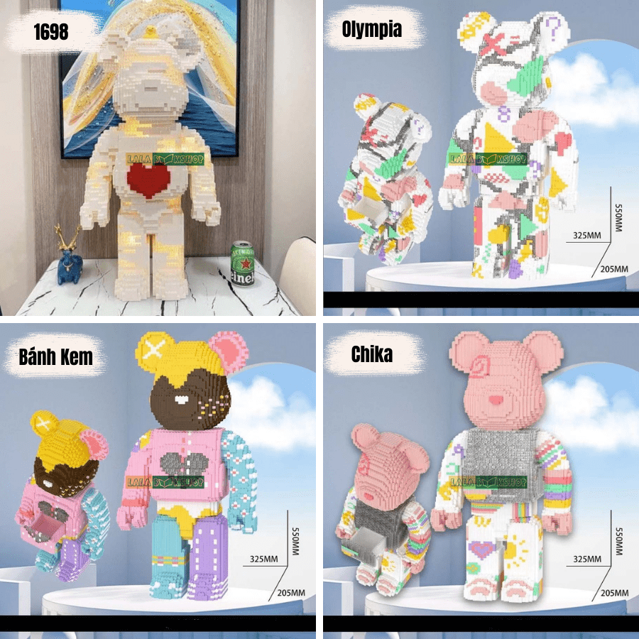 Đồ Chơi LEGO Lắp Ráp Mô Hình Gấu BearBrick 45,50, 55cm Cỡ Lớn SIZE TO