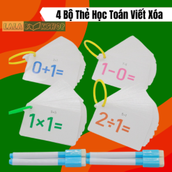 Bộ Thẻ Học Toán Viết Xóa Cộng Trừ Nhân Chia - Trọn Bộ 4 Tập Kèm Bút Dạ