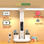 Đèn Học Chống Cận - Đèn Led Để Bàn Tích Điện Có Đồng Hồ Bóng Đèn Mở Rộng Được 180 Độ 4 Đèn Học Chống Cận