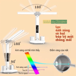 Đèn Học Chống Cận - Đèn Led Để Bàn Tích Điện Có Đồng Hồ Bóng Đèn Mở Rộng Được 180 Độ 8 Đèn Học Chống Cận