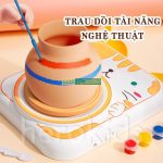 Đồ Chơi Máy Làm Gốm Hình Con Mèo Đầy Đủ Phụ Kiện ( Đất Nặn, Tạp Dề, Màu Vẽ, Dụng Cụ Làm Gốm) 3 Đồ Chơi Máy Làm Gốm Hình Con Mèo
