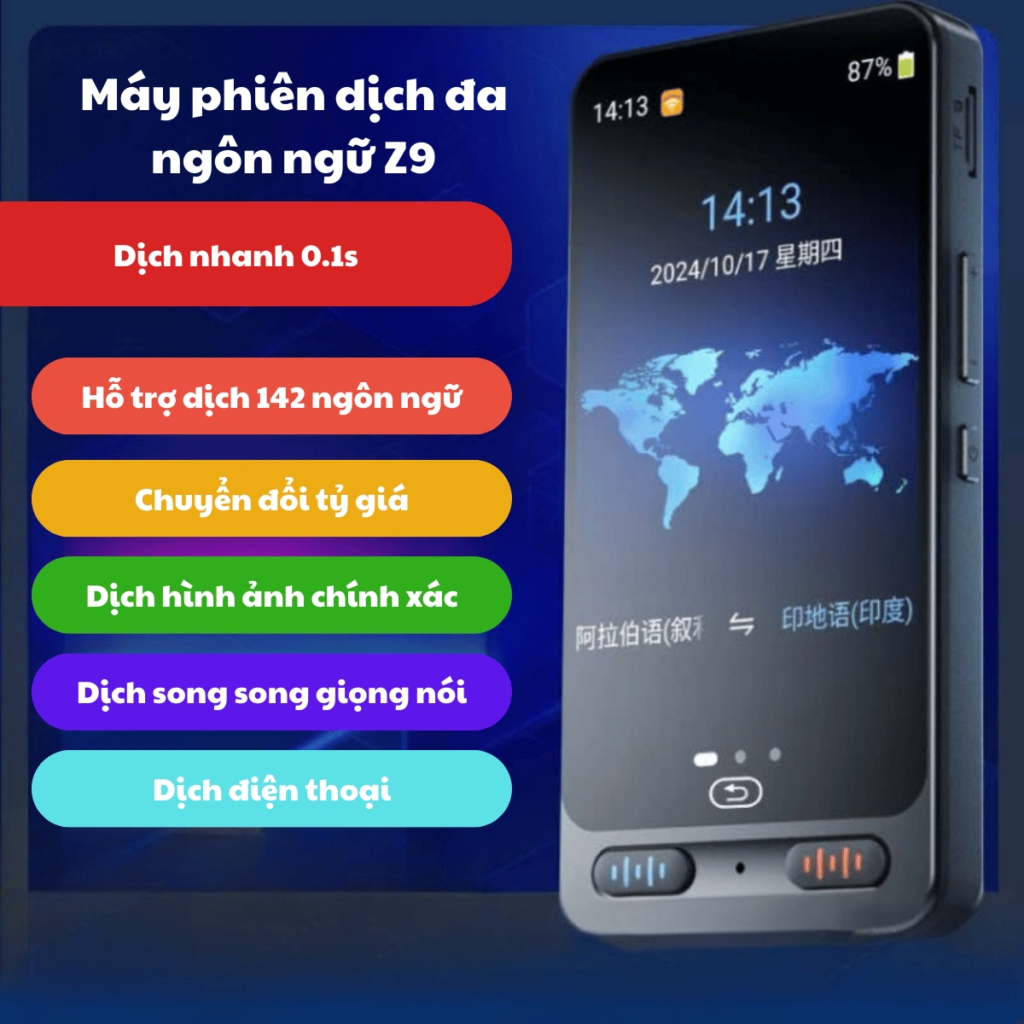 Máy Phiên Dịch LALA Đa Ngôn Ngữ – Phiên dịch song song 2 chiều không cần Internet 17 Máy phiên dịch LaLa Z9