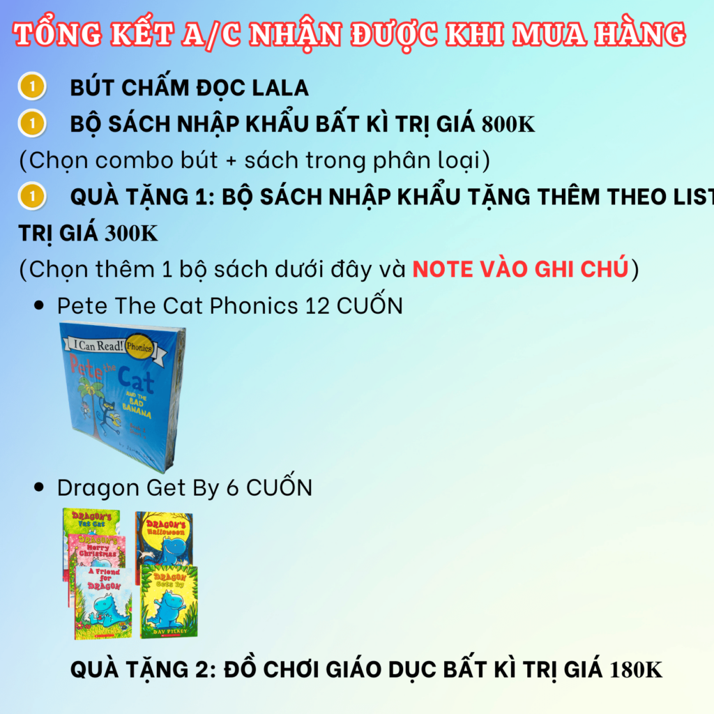 Bút chấm đọc tiếng Anh thông minh Lala - Đọc 120+ bộ sách tiếng Anh như Razkids, Oxford read and discover, Usborne library, Peppa Pig 25 giabutchamdoc