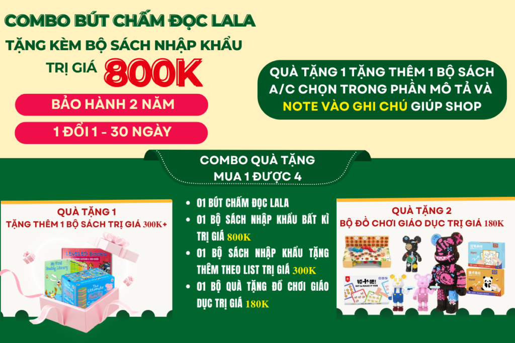 Bút chấm đọc tiếng Anh thông minh Lala - Đọc 120+ bộ sách tiếng Anh như Razkids, Oxford read and discover, Usborne library, Peppa Pig 21 he1 1