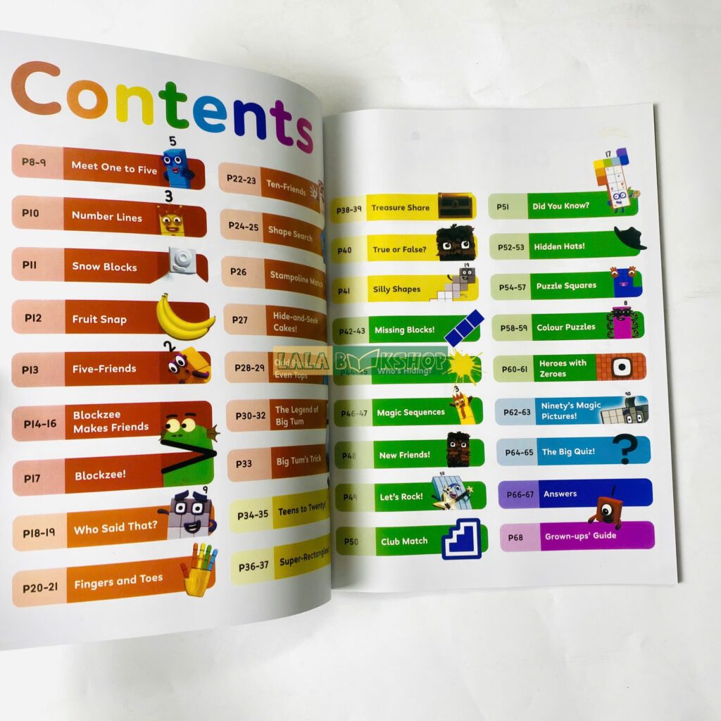 Numberblocks Official Annual 2025 – Tạp chí hoạt động toán học vui nhộn cho bé từ 3 tuổi 8 Contents Numberblocks Annual 2025