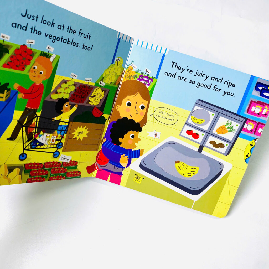 Sách Busy Shopping – Bé học kỹ năng mua sắm qua sách kéo trượt