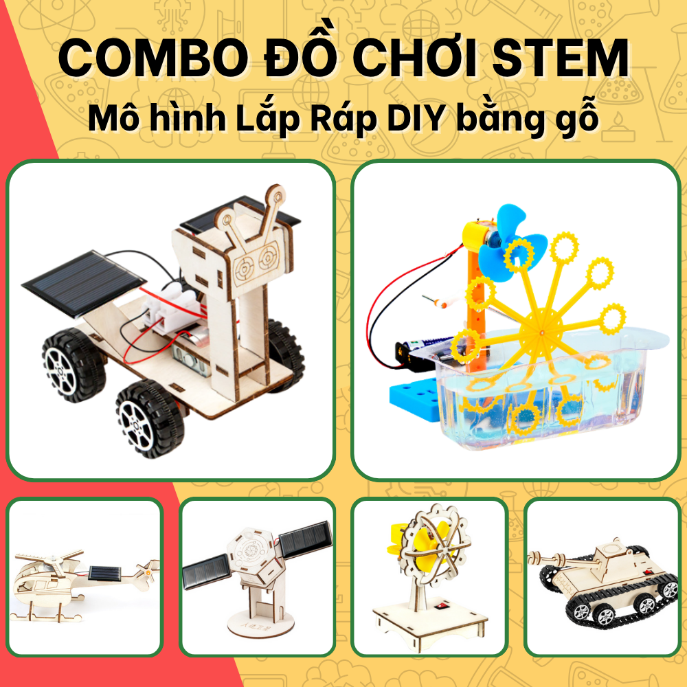 Combo Đồ Chơi STEM Lắp Ráp Mô Hình DIY – Robot, Xe, Máy Bay, Quạt, Tàu Không Gian Cho Bé Học Mà Chơi 16 Combo đồ chơi STEM lắp ráp mô hình DIY