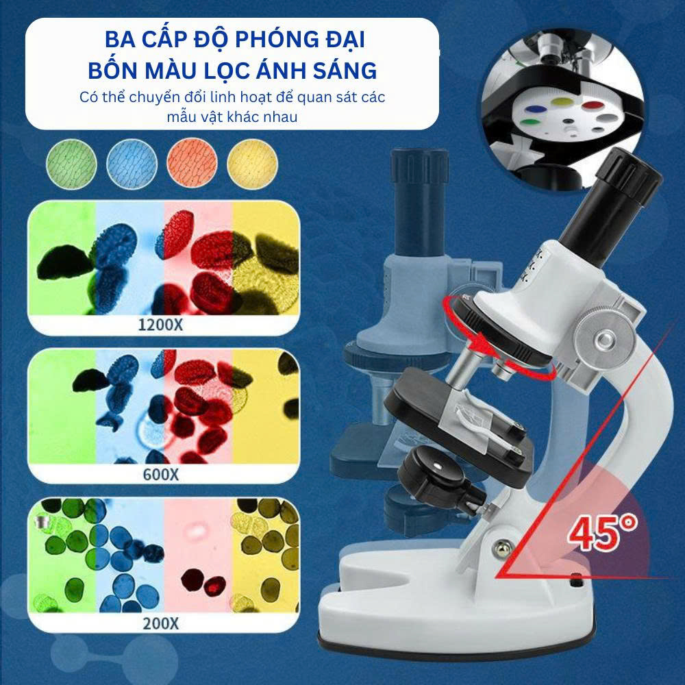 Bộ Kính Hiển Vi Khoa Học Cho Bé – Phóng Đại Đến 1200×, Khám Phá Thế Giới Vi Sinh 5 Bộ Kính Hiển Vi Khoa Học Cho Bé