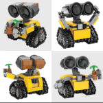ĐỒ CHƠI LẮP RÁP MINI ROBOT – KHƠI DẬY TƯ DUY SÁNG TẠO CHO BÉ 3 Mô hình robot mini màu vàng, đôi mắt to tròn, bánh xích di chuyển được.