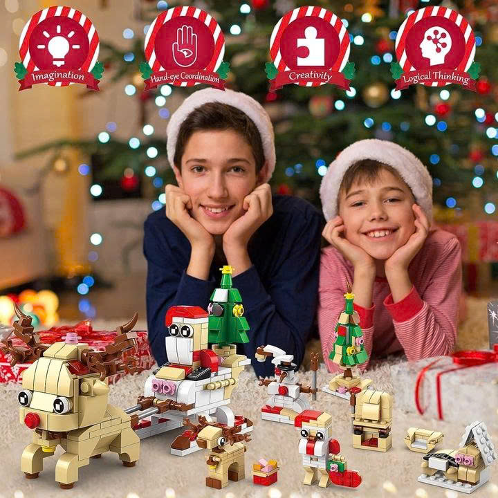 BỘ LẮP GHÉP GIÁNG SINH – CÂY THÔNG, XE ĐẨY VÀ TUẦN LỘC NOEL – QUÀ TẶNG SÁNG TẠO CHO BÉ YÊU MÙA LỄ HỘI 18 Bộ lắp ghép Giáng Sinh Cho Bé