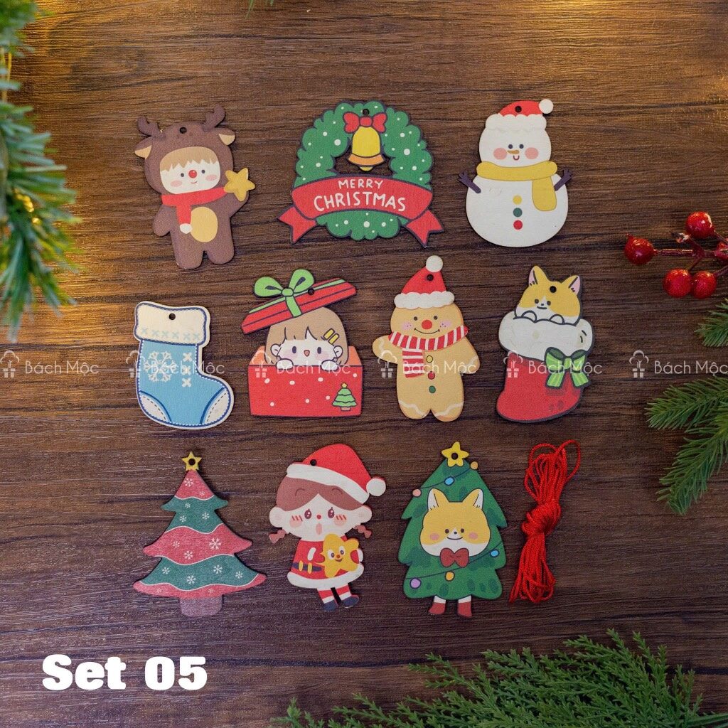 Set Gỗ Noel 8 Mẫu – Trang Trí Cây thông Giáng Sinh Dễ Thương 11 Set Gỗ Noel Mẫu 05