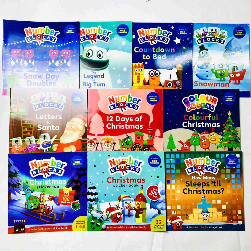 trọn bộ sách Numberblocks Giáng Sinh chủ đề Noel in màu sắc nét